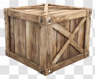 Cargo Wooden Box - Sturdy Wooden Crate With Reinforced Corners Transparent PNG