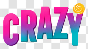 Crazy - Gradient Crazy Typography Transparent PNG