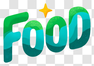 Food Logo - Green 'Food' 3D Lettering Transparent PNG