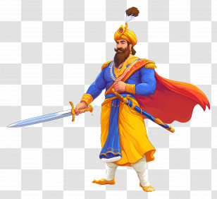 Guru Govind Singh Jayanti - Illustration Of A Heroic Warrior With Sword Transparent PNG