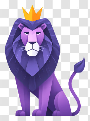 Purple Lion Logo With Crown - Majestic Purple Lion With Crown Transparent PNG