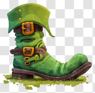 Watercolor Style Leprechaun Shoes - Green Boot Illustration Transparent PNG