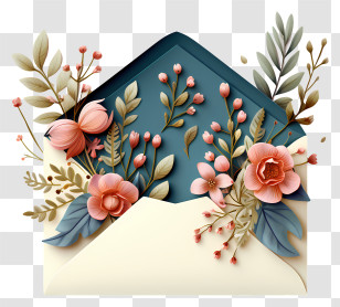 Envelope - Elegant Envelope With Floral Design Transparent PNG