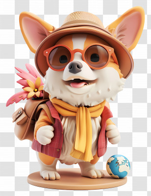 Summer - Cute Dog Traveler With Globe Transparent PNG