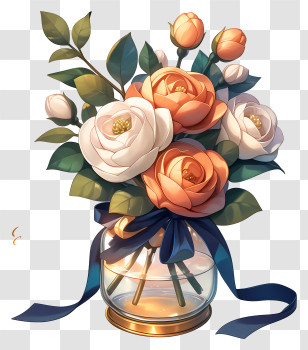 Anniversary Flower Art - Beautiful Bouquet Of Flowers In A Vase Transparent PNG