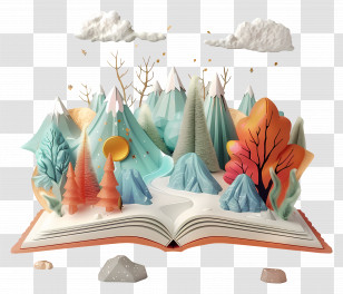 Animated Books - Open Book With Magical 3D Scenic Landscape Transparent PNG