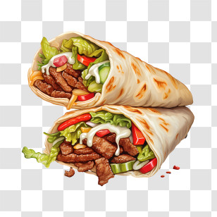 National Shawarma Day - Fresh And Delicious Shawarma Wrap With Vegetables Transparent PNG