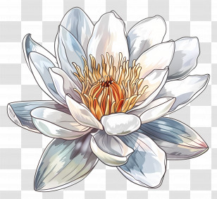 Water Lily - White Flower Blooming Transparent PNG