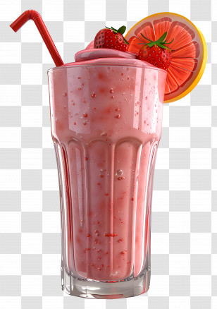 Smoothie - Refreshing Strawberry Smoothie In A Glass Transparent PNG
