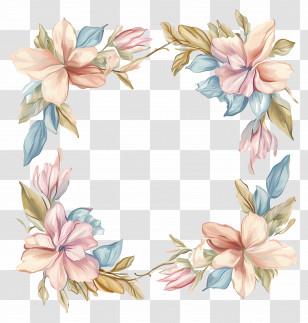 Pastel Floral Frame - Pastel Floral Wreath For Decorative Design Transparent PNG