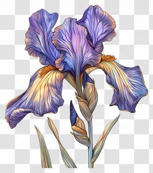 Iris Flower - Purple Iris Flower Illustration Transparent PNG