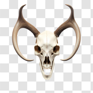 Skull With Horns - Animal Skull With Large Horns Transparent PNG