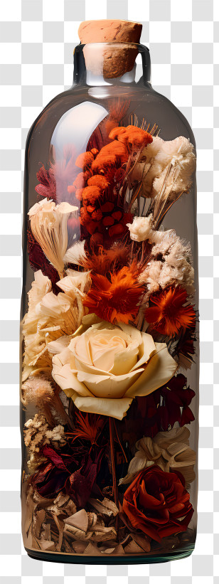 Dry Flower Glass - Preserved Flowers In Decorative Glass Bottle Transparent PNG