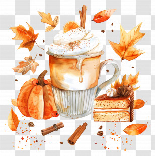 Pumpkin Spice - Pumpkin Spice Coffee And Autumn Treats Transparent PNG