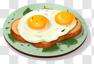 Doodle Style Poached Egg - Fried Eggs On Toast For Breakfast Transparent PNG