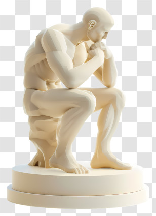 Thinker - Classic Thinking Statue In Marble Transparent PNG