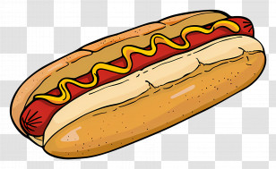 Hot Dog - Cartoon Hotdog With Mustard Illustration Transparent PNG