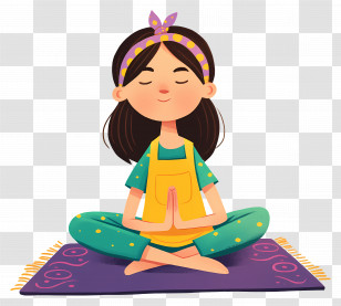 Girl Meditating - Meditating Girl On Yoga Mat Transparent PNG