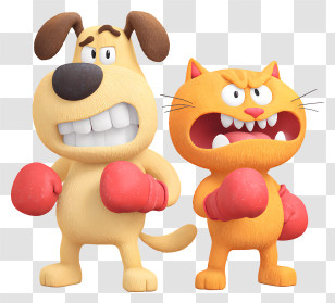 Boxing Match - Boxing Dog And Cat Duo Transparent PNG