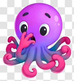 Octopus - Cute Pink-Purple Octopus Cartoon Transparent PNG