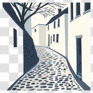 Cobblestone Road - Quiet Cobblestone Street Transparent PNG