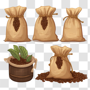 Coffee Beans Bag - Coffee Beans In Burlap Bags Transparent PNG
