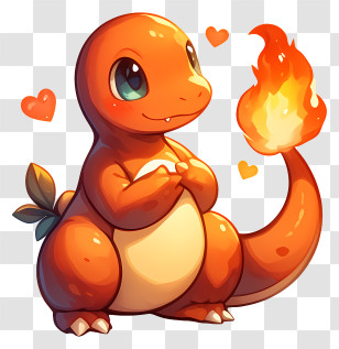 Charmander - Cute Fire Lizard With Flaming Tail Transparent PNG