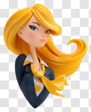 Yellow Hair Business Woman - Stylish Animated Business Woman Transparent PNG