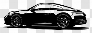 Porsche Silhouette - Sleek Black Sports Car Illustration Transparent PNG