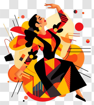 Spain Flamenco Dance - Abstract Colorful Dancer Transparent PNG