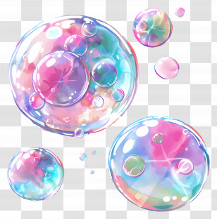 Bubbly - Dreamy Colorful Soap Bubble Illustration Transparent PNG