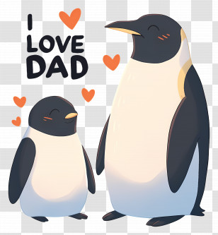 I Love Dad - Penguin Dad And Baby With Loving Message Transparent PNG