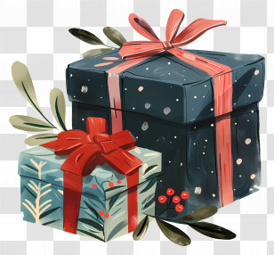 Christmas Gifts - Festive Decorative Wrapped Gift Boxes Transparent PNG