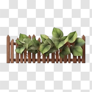 Wooden Garden Fence - Wooden Fence With Green Plants Transparent PNG