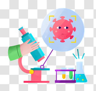 Microscope - Microscope And Virus Illustration Transparent PNG