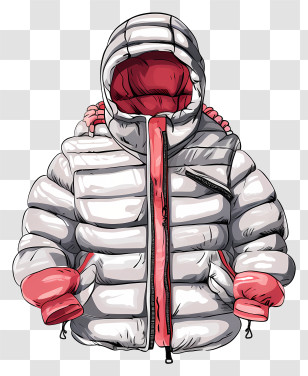 Jacket - Winter Jacket With Red Hoodie Transparent PNG