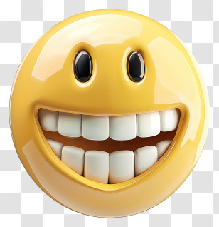Emoji - Yellow Smiling Emoji With Bold Teeth Expression Transparent PNG