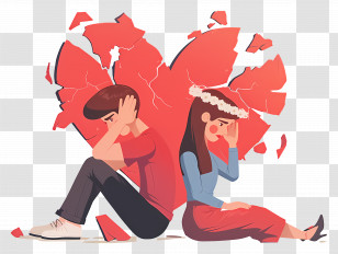 Couple Divorce - Sad Couple With Broken Heart Transparent PNG