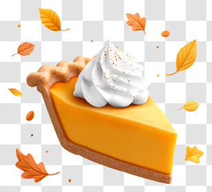 Slice Of Pumpkin Pie - Pumpkin Pie Slice With Whipped Cream Transparent PNG