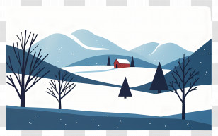 Snowy Mountains Background - Winter Landscape With Snowy Mountains Transparent PNG