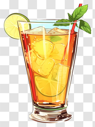 Cocktail - Refreshing Iced Tea With Lime And Mint Transparent PNG