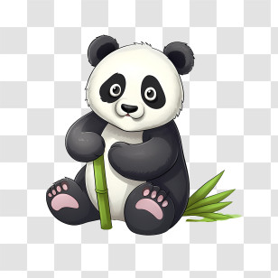 Cute Panda - Cute Cartoon Panda Holding Bamboo Transparent PNG