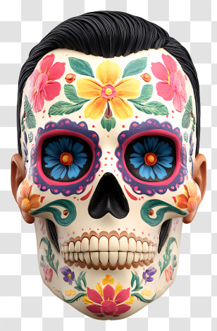 Sugar Skull Face Paint - Decorated Skull For Day Of The Dead Transparent PNG