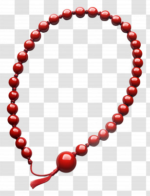 Tasbih - Red Beaded Necklace Transparent PNG