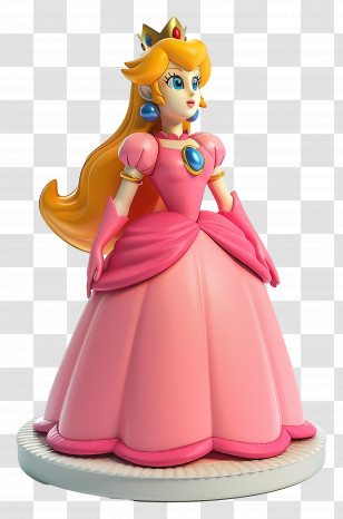 Princess Peach - Princess Figure With Elegant Pink Gown Transparent PNG
