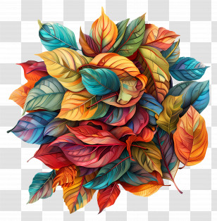 Autumn Leaves Pile - Vividly Colored Autumn Leaves Illustration Transparent PNG