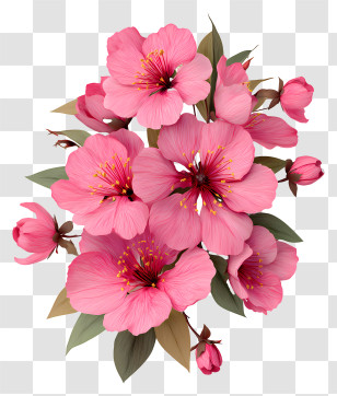Pink Flowers Art - Pink Flower Bouquet Transparent PNG