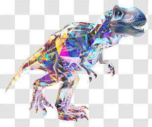 Hologram - Colorful Crystal Dinosaur Illustration Transparent PNG
