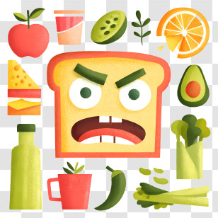 Savoring Food - Angry Bread With Healthy Foods Transparent PNG