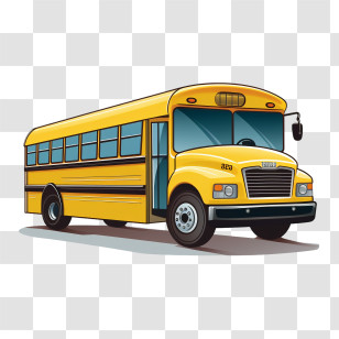 School Bus - Cartoon Yellow School Bus Illustration Transparent PNG